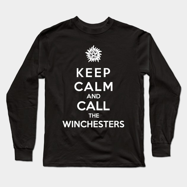 Keep Calm And  Call The Winchesters Long Sleeve T-Shirt by royalbrosart